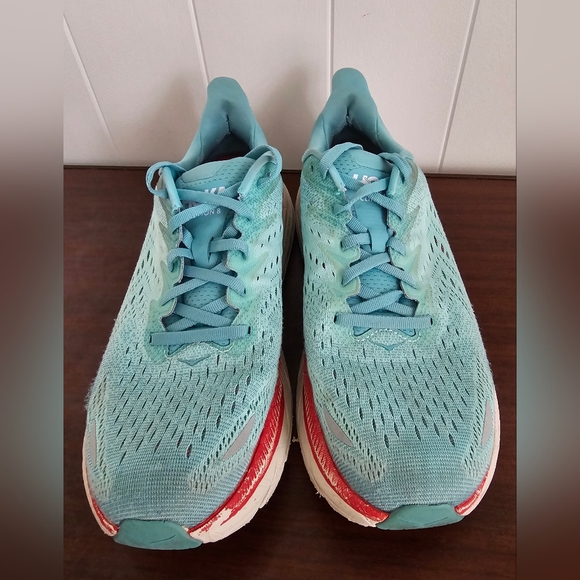 HOKA Clifton 8 Women's Aqua Blue Athletic Shoes, Sneakers - Picture 4 of 9